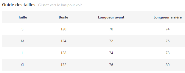 Guide de taille