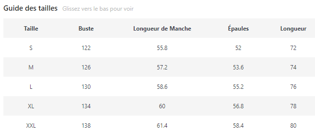 Guide de taille