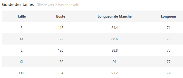 Guide de taille