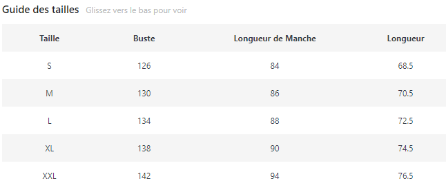 Guide de taille