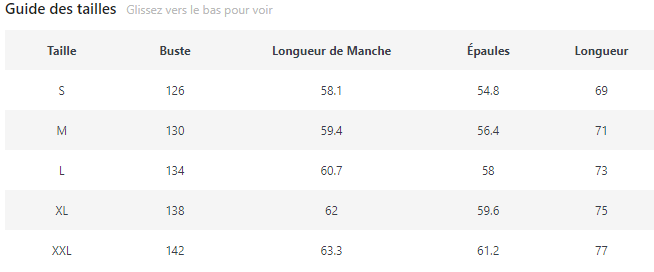 Guide de taille