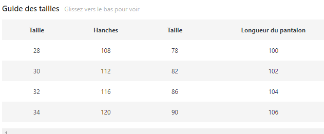 Guide de taille