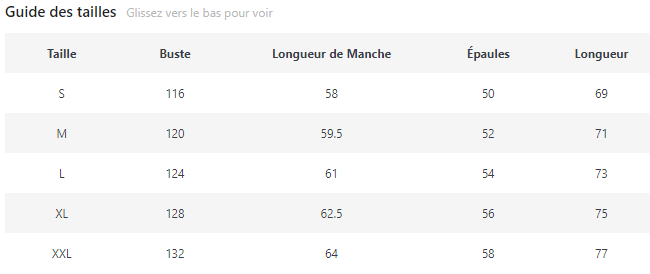 Guide de taille