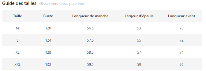 Guide de taille