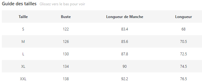 Guide de taille