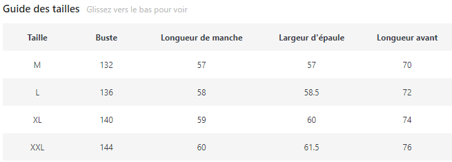 Guide de taille