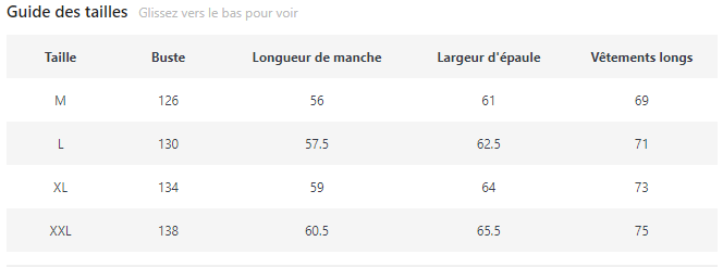 Guide de taille