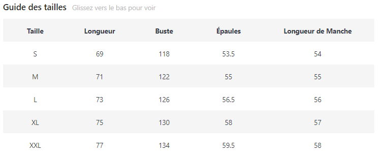 Guide de taille