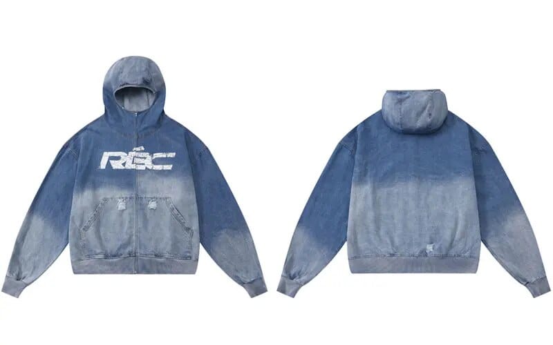 Full zip bleu Hoodie Y2K