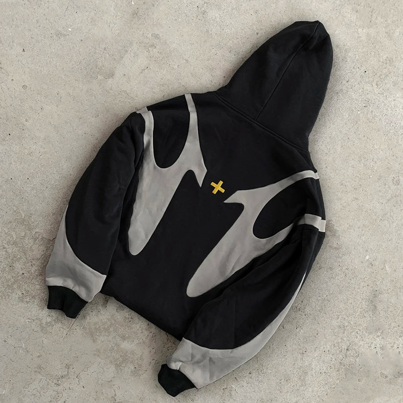 hoodie y2k a motif noir