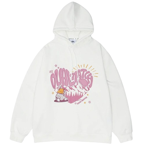 Hoodie Y2K motif Harajuku blanc