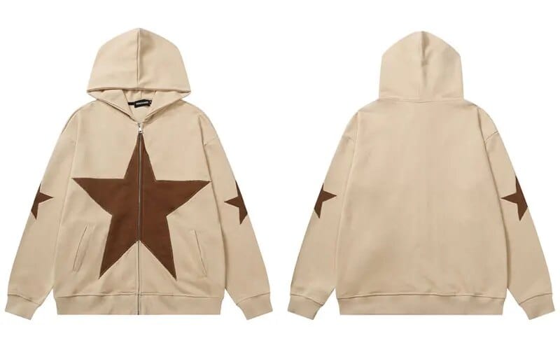 Hoodies Stars beige Y2K