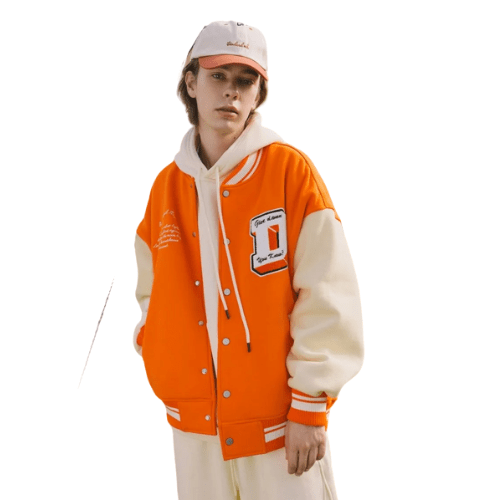 orange varsity jacket