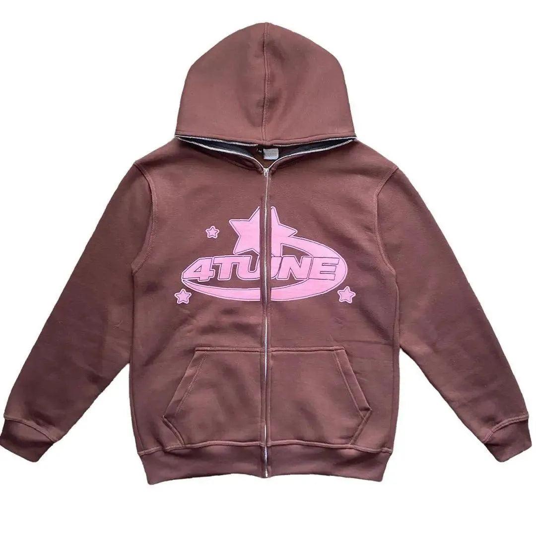 Sweat Full Zip Y2k marron