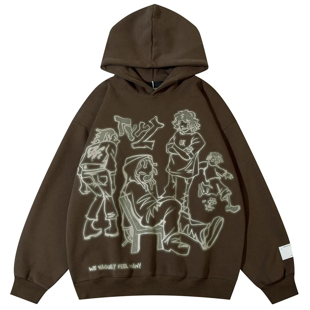 Sweat marron Y2K Graphic animé